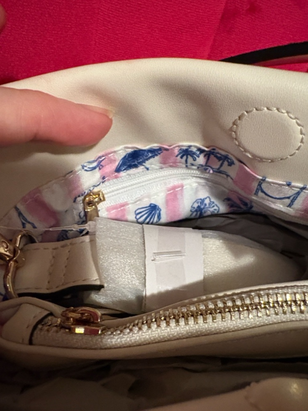 BCBGeneration Cream-Trim Straw Shoulder Bag with Pink Ice Cream Motifs - Picture 5 of 11